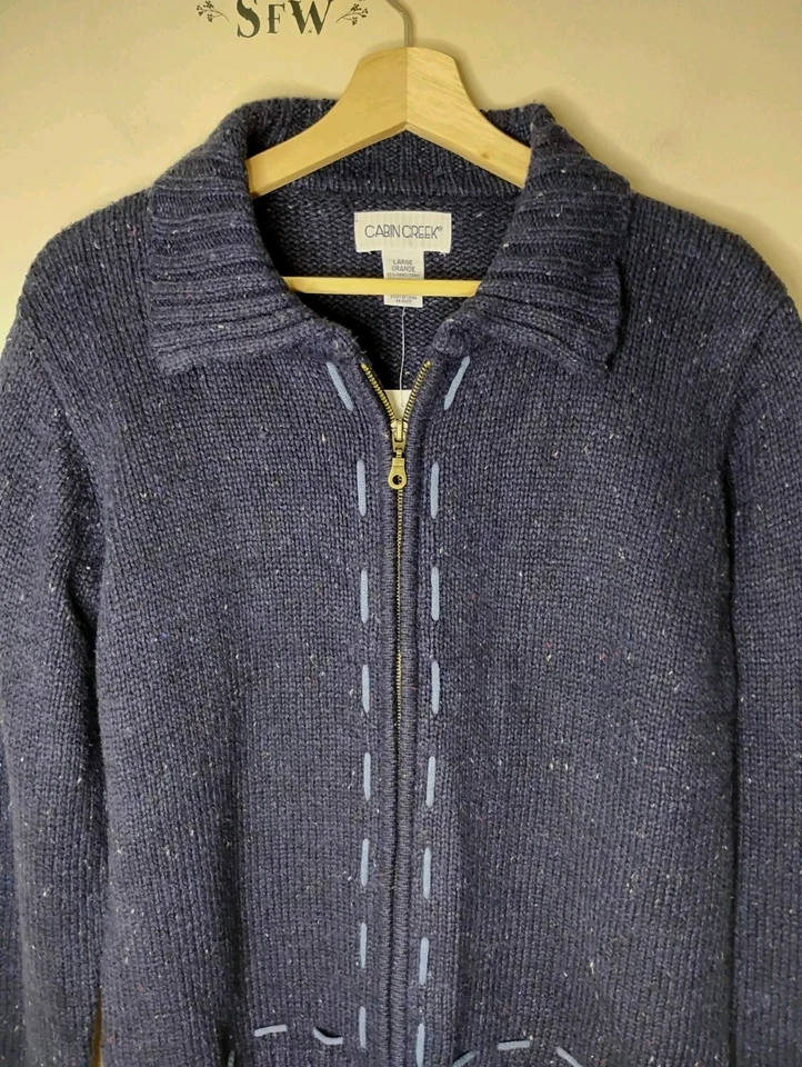 Cárdigan Grueso Cabin Creek De Colección Cremallera Frontal Academia Preppy Cabincore Nuevo con Etiquetas Foto 4 de 4