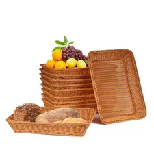 Bread Basket, 16 Inch Wicker Fruit Basket, 10 Pack Bread Baskets for Serving,...