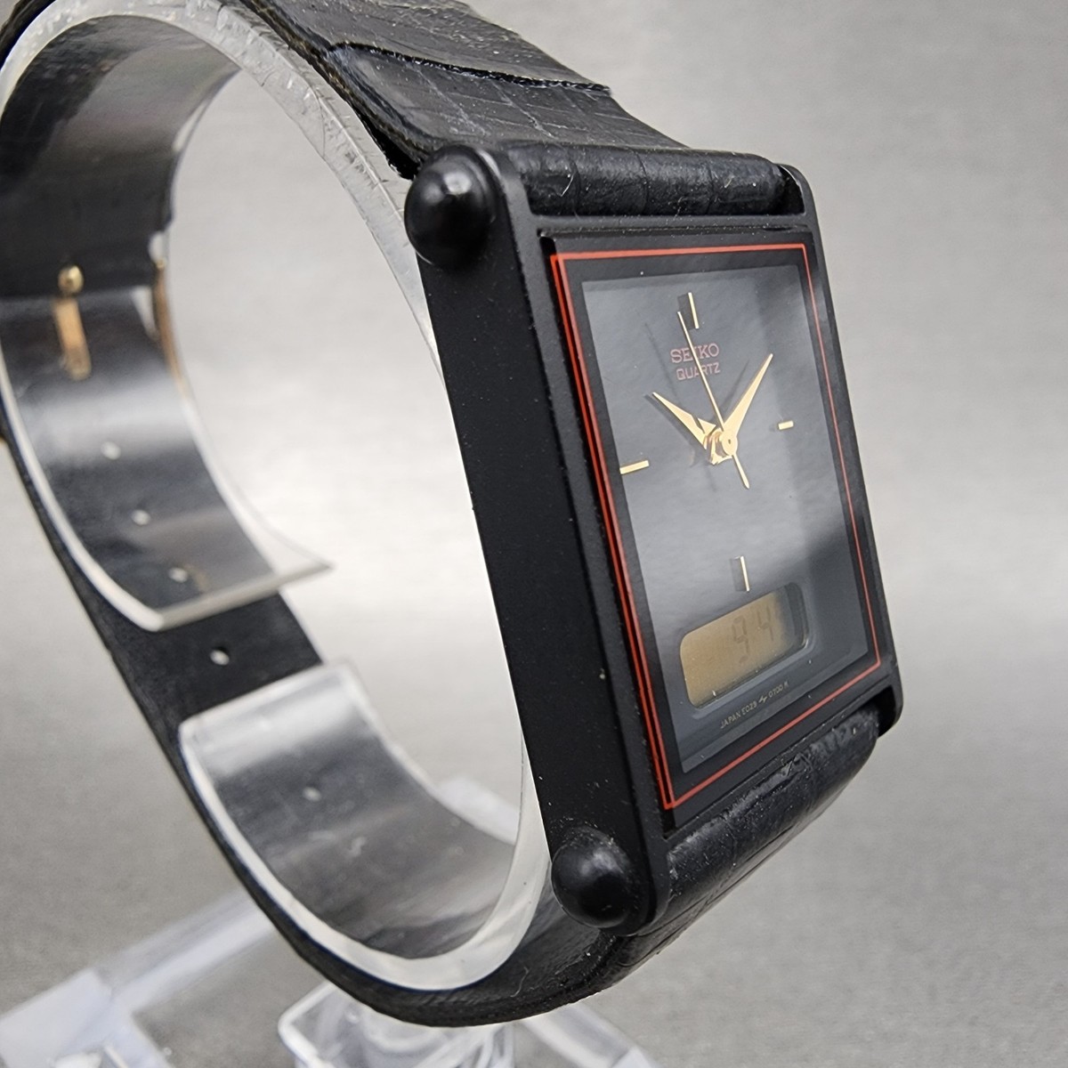 Seiko Watch Women 22mm Analog Digital Black Tone Rectangle  display picture 3