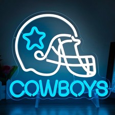 Cowboy Football Neon Sign for 12.6 inches x 10.63 inches, Ice blue, white 