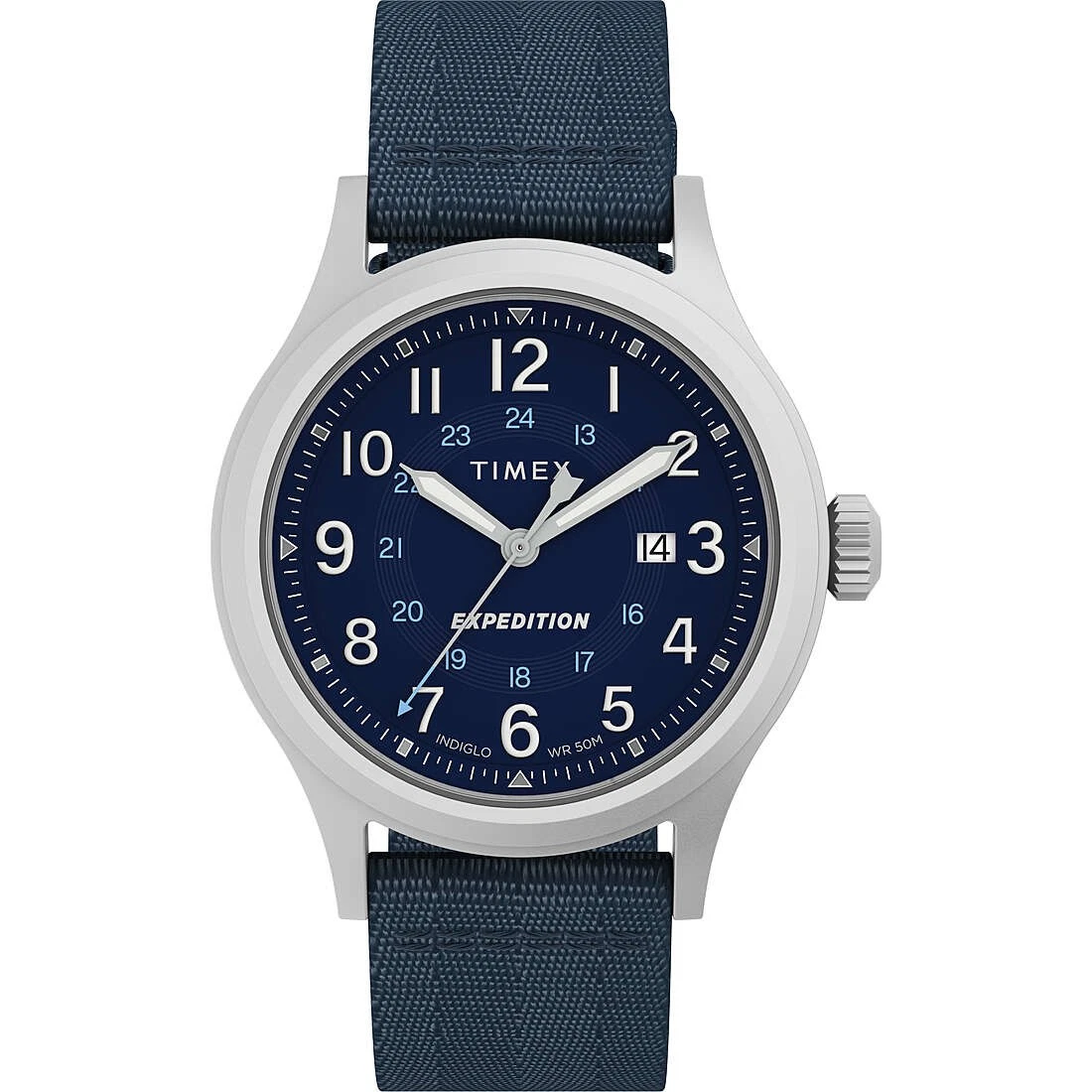 TIMEX Orologio Uomo Analogico TWEG18420 - Quadrante Blu 43 Mm, Cassa In Ottone, Cinturino In Acciaio Inossidabile Argento, Impermeabile 30 M, Quarzo
