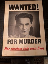 WWII ORIGINAL POSTER                             “WANTED FOR MURDER”