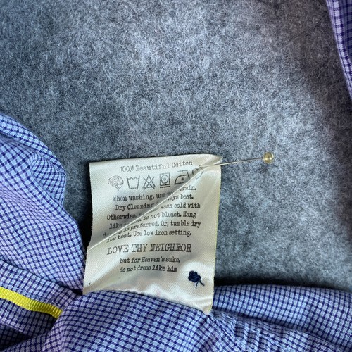 Descendant of Thieves Shirt Mens Medium Blue Checkered Button Up Limited India - Imagen 12 de 16