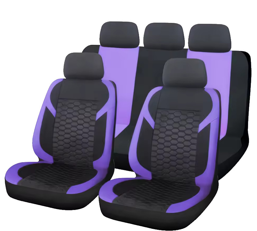 Housses de siège voiture universelles mauve : confort nid d'abeille en voyage