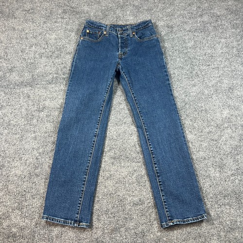 Levis 501 Original Jeans Boys 12R Blue Denim Cotton Straight Leg Dark Stonewash