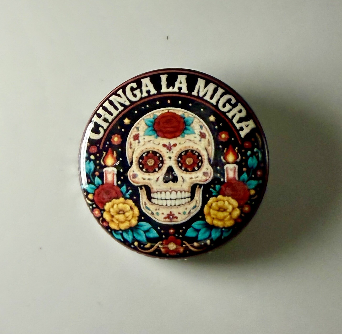 Chinga La Migra Abolish ICE I.C.E. Anti-Fascist 1.25" Button C009B125 Badge Pin