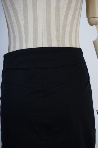 Prada Vintage 90s Long Midi Skirt Navy Buckle Logo Size 42 - Picture 7 of 13