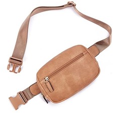 Belt Bag for Women PU Leather Fanny Pack Crossbody Waist Bags 2-Camel Brown