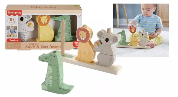194735238538 Fisher-Price. HXV04 Wood. ZwierząTka. UkłAdaj I Sortuj Fisher Price-image