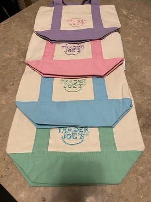 Trader Joe s Mini Pastel Canvas Reusable Tote Bag - 4 Colors (Set Of 4) NWT