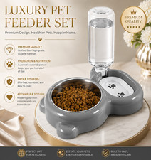 Dog Bowls, Cat Food and Water Bowl Set - Grey