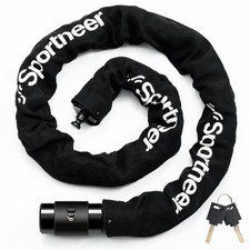 Bike Lock: 8mm Thick High Security Anti Theft Chain with 2 Keys- 3.2/4ft Long