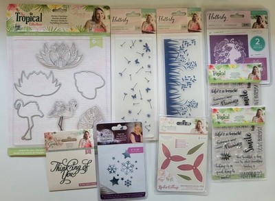 9x Crafters Companion Sara Davies Signature Collection: Flutterby Tropical Rose