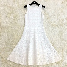 Christian Dior Dress Flare Sleeveless Long 100cm Ivory Color Elegant