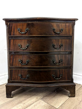 CHEST OF DRAWERS Small 4 Drawer Mahogany Serpentine Bow Fronted FREE DELIVERY