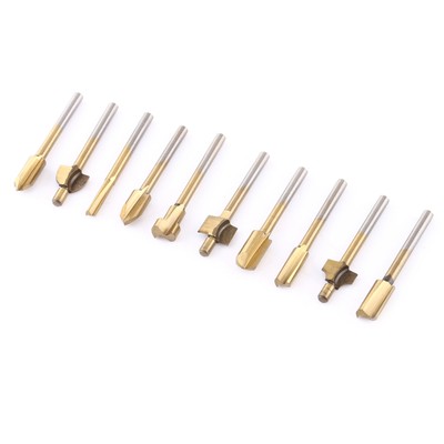 10pcs HSS Titanium Coated Woodworking Edge Cutters Trimmer Router Machine New