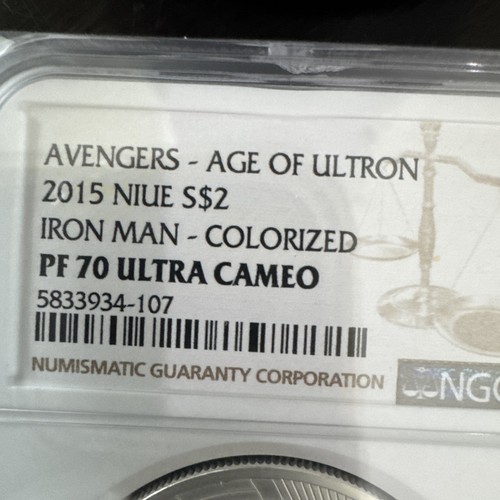 Ngc Marvel Comics Iron Man Pf70 UC 2015 Niue Avengers Age Of Ultron Silver Color - Picture 3 of 12