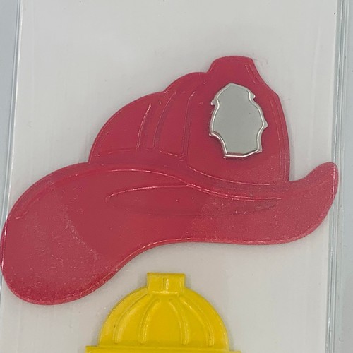 Decorative Brads Brad Buddies Fireman Hat Hydrant Fire Truck Red Yellow Metal - Picture 9 of 10