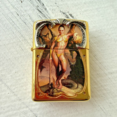 Franklin Mint Warrior Woman Knightstone Collection Lighter.               D