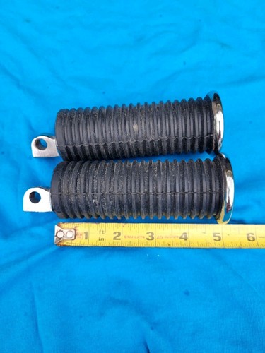 New Harley 5" Footpegs w/ Chrome Caps Shovelhead Panhead Sportster - Picture 5 of 5