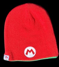 Nintendo Super Mario Luigi Wario Mario Reversible Beanie Hat Cosplay Costume