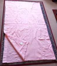 Vintage Pink Wool Blanket With Satin Edges Debenhams Approximately 225 x 180cm