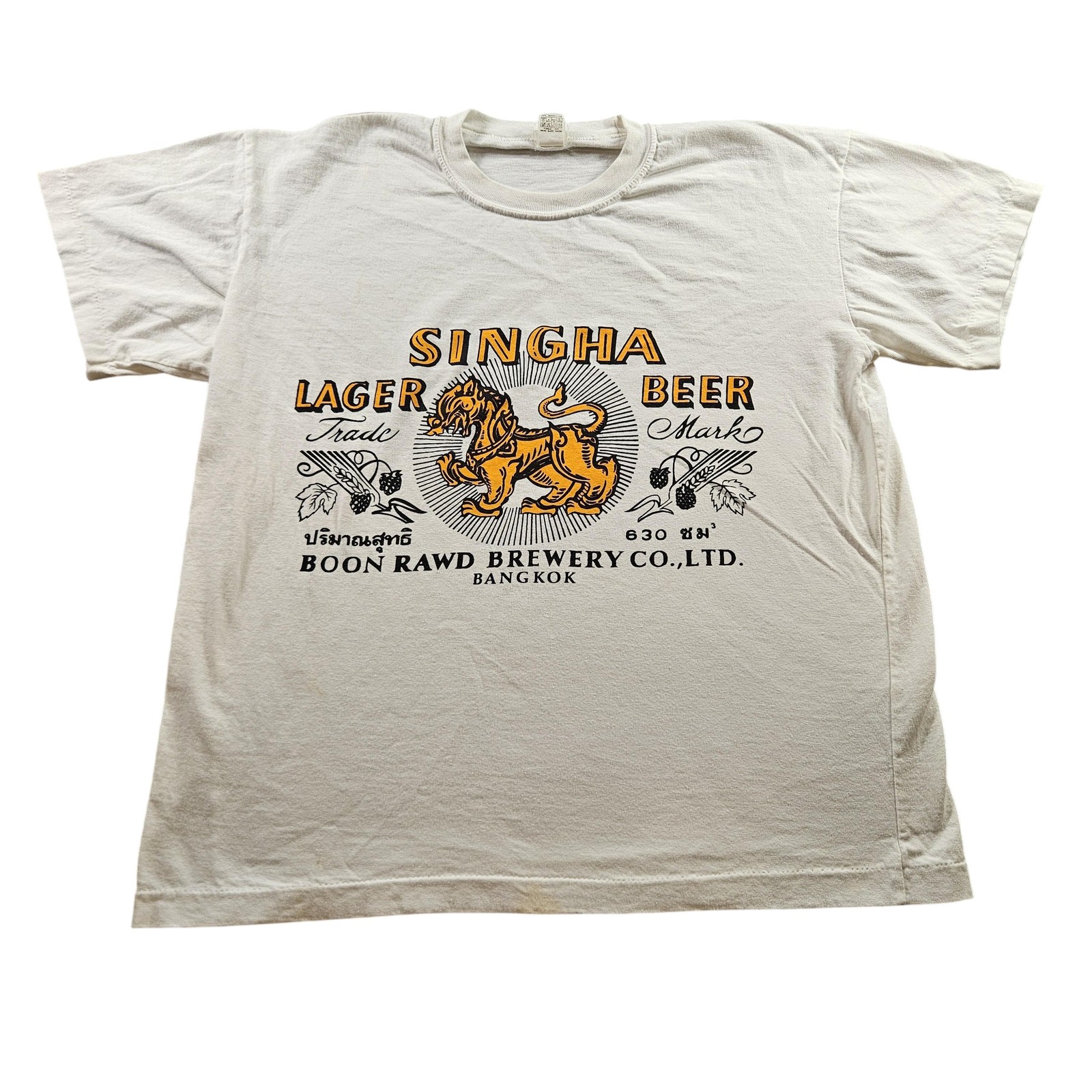 Singha Beer Shirt Mens Medium Large White Boon Rawd Brewery Bangkok Graphic Tee
