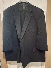 JOSEPH & FEISS MEN'S 78S Short 2 Piece SUIT 62x26” Black PinStripe Cuffed