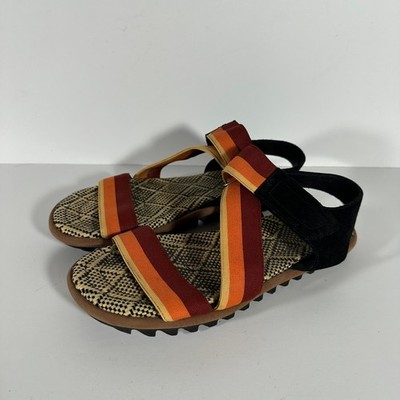 Dries Van Noten Striped Elastic Suede Sandals Vibram Gumlite Sole Italy 38 / 7.5