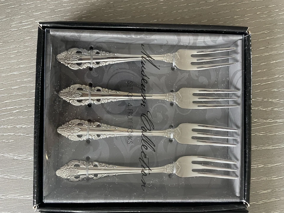 Cucharas de café y tenedores de frutas de acero inoxidable de colección de museo (nuevo) Foto 2 de 4