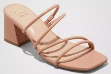 A New Day Women's Block Heels Brown/Tan Blakely Strappy Shoes Memory Foam Sz 9.5