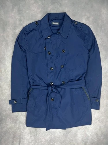Baldinini Italy Luxury Navy Double Breasted Trench Coat Jacket Men's Size IT 54  image 3