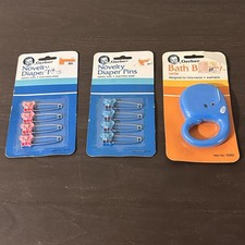 Vintage Gerber Baby Novelty Diaper Pins Baby Rattle 1980s Lot