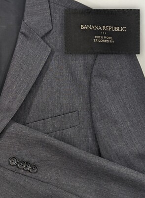 Banana Republic Mens Gray 2 Btn Wool Tailored Fit Suit Jacket 44L