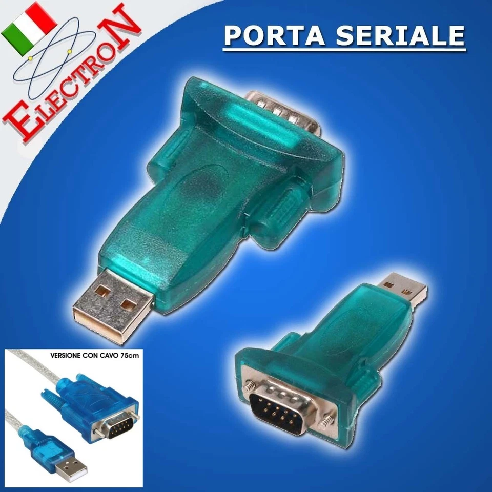 ADATTATORE CONVERTITORE USB - SERIALE RS232 INTERFACCIA CH340 FTDI FT232 DB9 Win