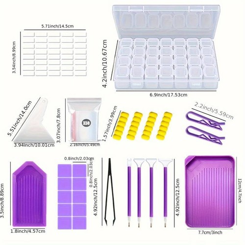 Contenitore gioielli 56 griglie scatola portaoggetti perline diamantate custodia organizer rimovibile - Foto 17 di 29