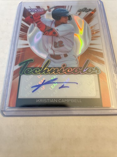 2024 Leaf Vivid Kristian Campbell Fire 🔥 Technicolor Auto #3/3 Red Sox - Picture 2 of 5