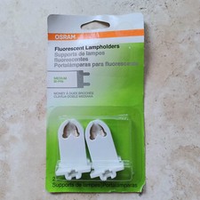 2 Osram Fluorescent Lampholder Light Sockets T8 T12 Medium Base Bi-Pin