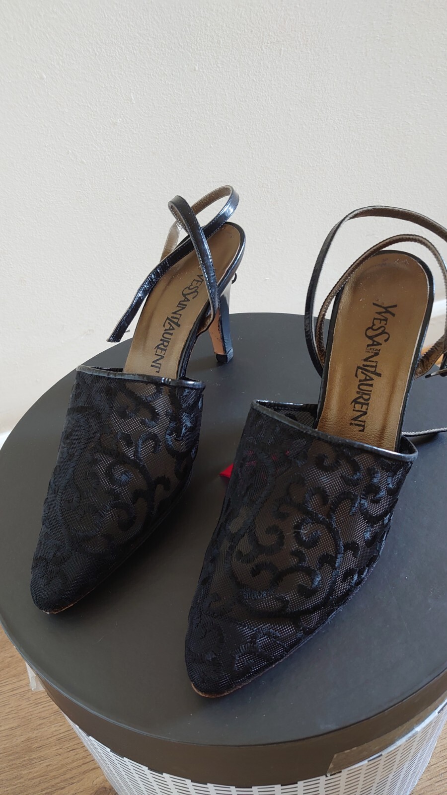 Yves Saint Laurent Vintage Tacchi in rete ricamati Taglia UE 36 5 UK 3 5