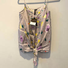 TOPSHOP Boutique floral drape tie camisole cami tank top in lavender Size 6