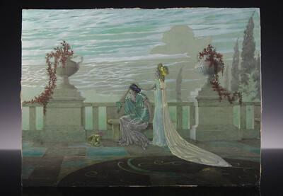 André Lambert Gouache 1910 Penelope erwartet Odysseus Mythologie Jugendstil