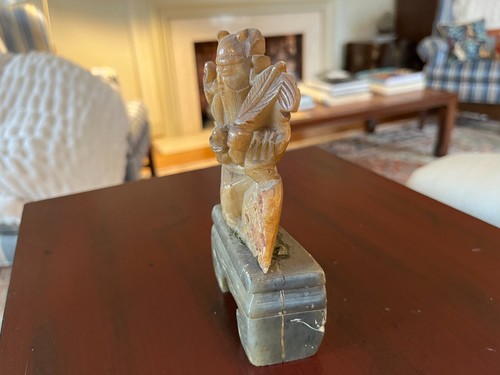Small Soapstone Chinese Man Statue with Connected Base - Picture 7 of 10