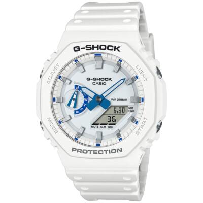 CASIO G-SHOCK GA-2100HDS-7AJF HIDDEN GLOW Blue Luminescent Face White Watch