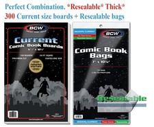 300 BCW THICK Resealable Comic Bags Sleeves + Boards Modern Current Long Storage