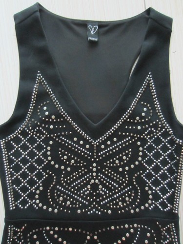 WINDSOR BLACK SLEEVELESS BodyCon Studded RHINESTONE DRESS STRETCH SMALL BLING S - Picture 6 of 11