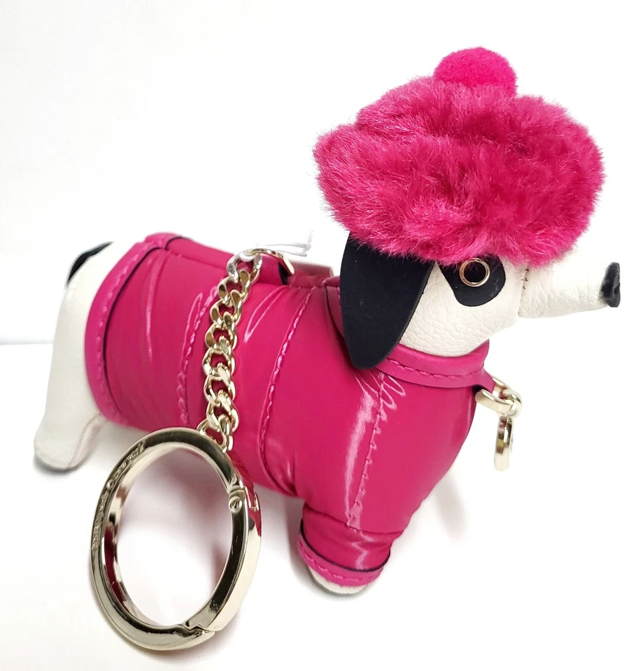 Kate Spade Festive Dachshund Key Chain Bag Charm Festive Pink Multi Leather NWT - Image 2 of 4