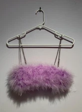 Purple fuzzy feathered crop top