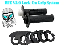 BFE V2.0 7/8" Lock-On MX Dual Sport Motorcycle Handlebar Grips BLACK Grip System