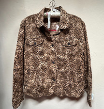 New Chico's Womens Size 2 Jacquard Animal Print Oncilla Tanya Jacket Neutral