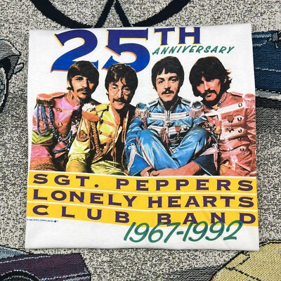 Liquid Blue The Beatles 25th Anniversary T Shirt Men s XL White Single Stitch